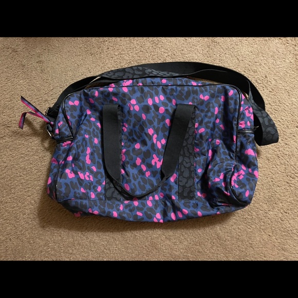 Teen Vogue Glamor Duffel Tote Hand/Shoulder Bag Fuchsia And Blue Leopard -medium - Picture 5 of 6